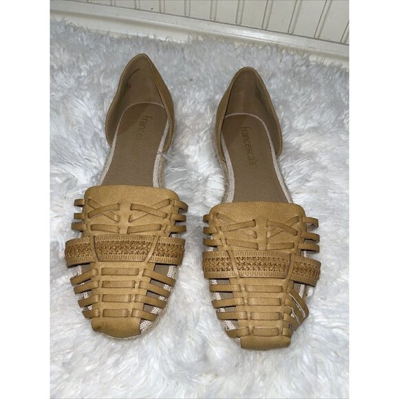 FRANCESCA'S Tan Huarache Summer Espadrille Flats size 10 new - Picture 3 of 10